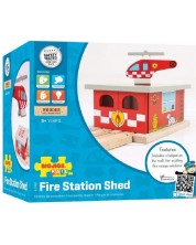 Детска дървена играчка Bigjigs - Пожарна станция -1