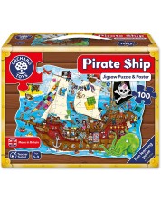 Детски пъзел Orchard Toys - Пиратски кораб, 100 части