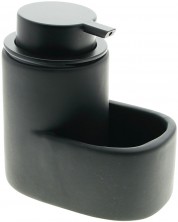 Диспенсър за течен сапун с поставка за гъба HIT - 13.5 cm, черен