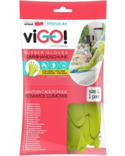 Домакински ръкавици viGО! - Premium, 1 чифт, размер L, зелени -1