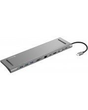 Докинг станция Sandberg - 10 в 1, USB-C, сребриста -1