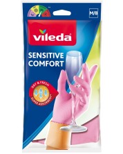 Домакински ръкавици Vileda - Sensitive Comfort, М, 1 чифт, розови -1