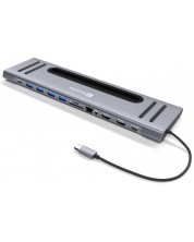 Докинг станция и USB хъб  XtremeMac - 12 порта, USB-C, сив   -1