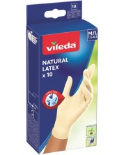 Домакински ръкавици Vileda - Natural Latex, M/L, 10 броя, бели -1