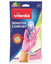 Домакински ръкавици Vileda - Sensitive Comfort, L, 1 чифт, розови -1