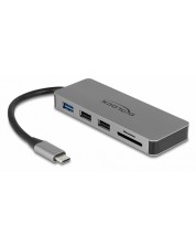 Докинг станция Delock - USB-A/USB-C/HDMI/SD/Micro SD/PD, сива