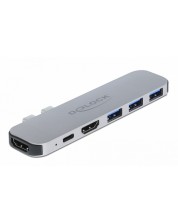 Докинг станция Delock - MacBook, HDMI/USB-A/USB-C, сива