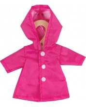 Дреха за кукла Bigjigs - Розов дъждобран, 25 cm