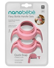 Дръжки за силиконови бутилки Nanobebe - 2 броя,  розови