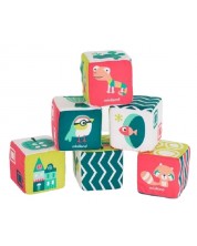 Дрънкащи кубчета Miniland - Eсо, меки и цветни -1
