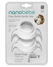 Дръжки за силиконови бутилки Nanobebe - 2 броя, бели