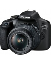 DSLR фотоапарат Canon - EOS 2000D, EF-S 18-55mm, SB130, черен -1