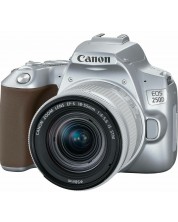 DSLR фотоапарат Canon - EOS 250D, EF-S 18-55mm, сребрист -1