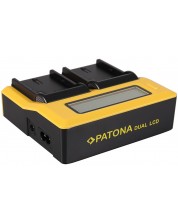 Двойно зарядно устройство Patona - за батерия Canon LPE6/LP-E6, LCD, жълто