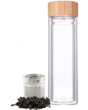 Двустенна стъклена бутилка с инфузер за чай HIT - 400 ml