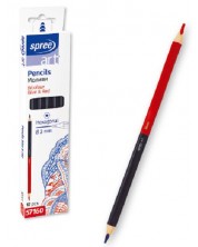 Двуцветен молив SpreeArt - Шестоъгълен, Ø 3 mm, син и червен -1