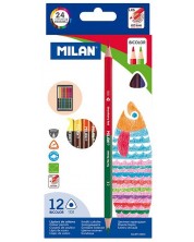 Двувърхи цветни моливи Milan - Triangular Bicolour, 24 цвята -1