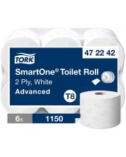 Двупластова тоалетна хартия Tork - SmartOne Advanced, T8, 6 х 1150 къса