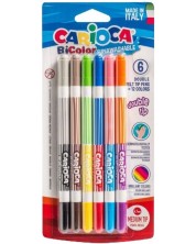 Двуцветни флумастери Carioca Bi-Color - 6 броя, суперизмивни -1