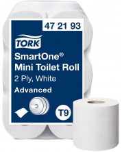 Двупластова тоалетна хартия Tork - SmartOne Mini Advanced, T9, 12 х 620 листа
