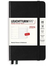 Джобен тефтер Leuchtturm1917 Weekly Planner and Notebook - A6, черен, 2024 -1