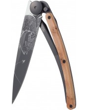 Джобен нож Deejo Juniper Wood - Trout, 37 g, черен -1