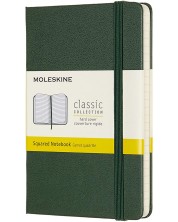Джобен тефтер с твърди корици Moleskine Classic Squared - Зелен, листове на квадратчета