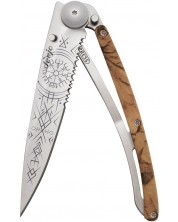 Джобен нож Deejo Brown Camo - Viking Vegvisir, Serrated, 37 g -1
