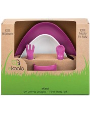 Еко комплект за хранене еKoala - Бяло и лилаво, 5 части -1