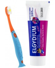 Elgydium Kids Комплект - Паста за зъби, горски плодове, 50 ml + Детска четка за зъби, Soft -1