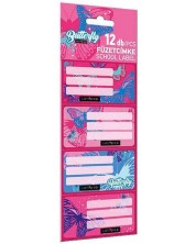 Ученически етикети Lizzy Card Pink Butterfly - 12 броя -1