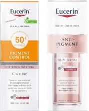 Eucerin Anti-Pigment & Sun Комплект - Серум с двойно действие и Флуид за лице, SPF50+, 30 + 50 ml -1