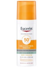 Eucerin Sun Оцветен слънцезащитен гел-крем за лице Oil Control, светъл, SPF50+, 50 ml -1