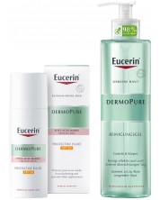 Eucerin DermoPure Комплект - Измиващ гел и Защитаващ флуид, SPF 30, 400 + 50 ml -1
