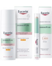 Eucerin DermoPure Комплект - Стик-коректор и Защитаващ флуид, SPF 30, 2 g + 50 ml