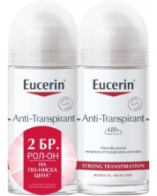 Eucerin Deo Комплект - Рол-он против силно изпотяване, 2 x 50 ml (Лимитирано)