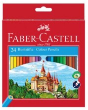 Комплект цветни моливи Faber-Castell - Замък, 24 броя -1