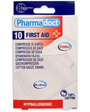 First Aid Стерилни памучни марли, 20 х 20 cm, 10 броя, Pharmadoct -1