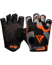 Фитнес ръкавици RDX - Sumblimation F6 , черни/оранжеви -1