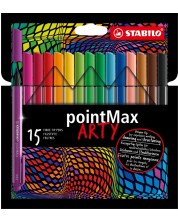 Флумастери Stabilo Arty - pointMax, 15 цвята -1