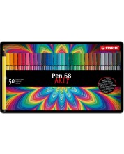 Флумастери Stabilo Arty - Pen 68, 30 цвята, метална кутия -1