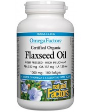 Flaxseed Oil, 1000 mg, 180 капсули, Natural Factors