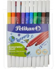 Флумастери Pelikan Colorella Duo - 10 цвята, 2 дебелини на писане -1