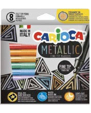 Флумастери Carioca - Metallic, 8 цвята