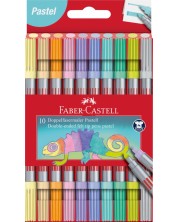 Флумастери Faber-Castell - 10 пастелни цвята, двойни -1