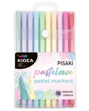 Флумастери Kidea - 10 цвята, пастелни -1