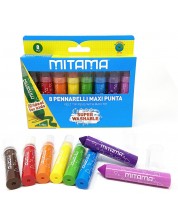 Флумастери Mitama - Jumbo Maxi Tip, 8 цвята, измиващи се -1