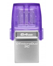 Флаш памет Kingston - DT microDuo 3C, 64GB, USB-A/C, лилава -1