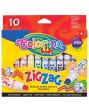 Флумастери Colorino - Zig Zag, 10 цвята