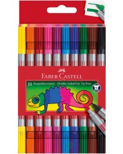 Флумастери Faber-Castell - двойни, 10 цвята -1